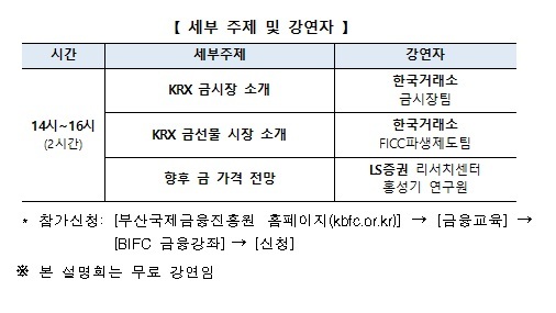 한국거래소, '부산시민과 함께하는 금 <b>투자 설명회</b>' 개최