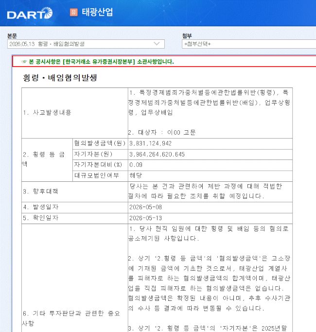 '신사업 박차' 태광산업, 이호진 전 회장 사법리스크 재점화? - 뉴스 썸네일 이미지