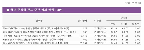 AI 모멘텀에 SK하이닉스 레버리지 ETF 강세…한주 35%↑